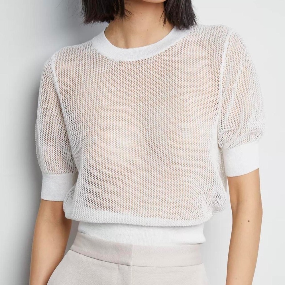 Aritzia White Mesh Knit Top